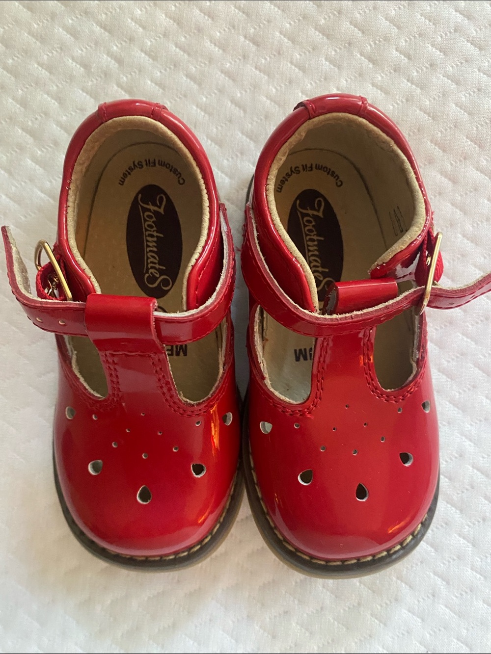 FootMates Red Patent Leather T-Strap Mary Jane Shoes